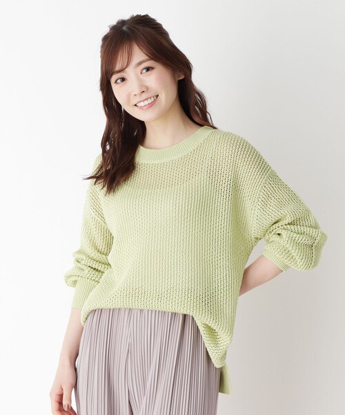 pink adobe（ピンクアドベ）の「◆【M-LL】メッシュニット（ニット/セーター・レディース・グレー/レモンイエロー/ライトベージュ/ライトブルー・40/38/42）」の4枚目の写真