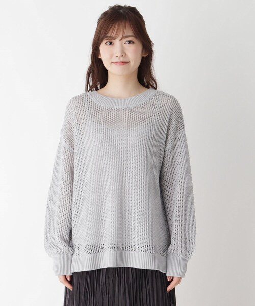 pink adobe（ピンクアドベ）の「◆【M-LL】メッシュニット（ニット/セーター・レディース・グレー/レモンイエロー/ライトベージュ/ライトブルー・40/38/42）」の8枚目の写真