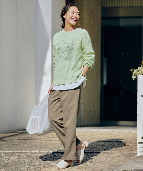 pink adobe（ピンクアドベ）の「◆【M-LL】メッシュニット（ニット/セーター・レディース・グレー/レモンイエロー/ライトベージュ/ライトブルー・40/38/42）」の7枚目の写真