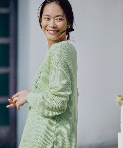 pink adobe（ピンクアドベ）の「◆【M-LL】メッシュニット（ニット/セーター・レディース・グレー/レモンイエロー/ライトベージュ/ライトブルー・40/38/42）」の14枚目の写真