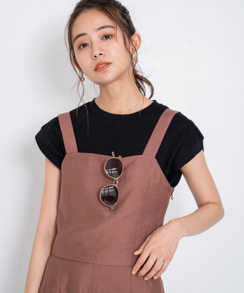 Andemiu（アンデミュウ）の「ノースリデザインカット949513（Tシャツ/カットソー・レディース・オフホワイト/ブラック/ブラウン・FREE）」の2枚目の写真