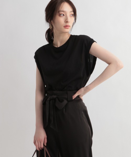 Andemiu（アンデミュウ）の「ノースリデザインカット949513（Tシャツ/カットソー・レディース・オフホワイト/ブラック/ブラウン・FREE）」の12枚目の写真