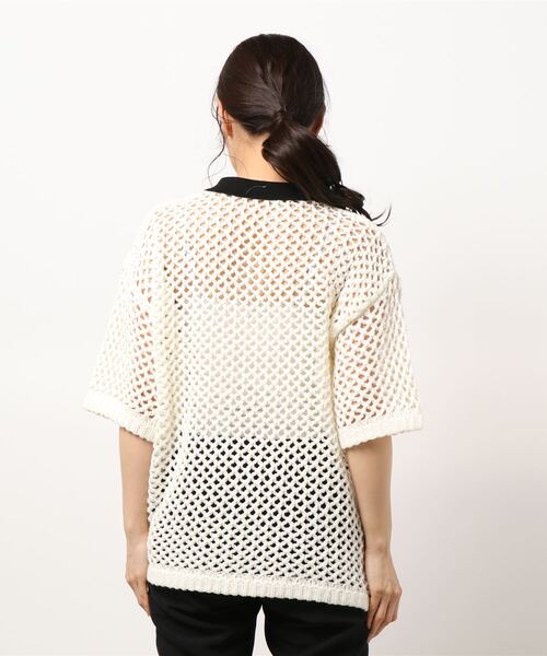 JOINT WORKS（ジョイントワークス）の「J-ビックメッシュニットポロ（ニット/セーター・レディース・ブラック/ホワイト・FREE）」の14枚目の写真