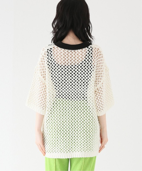 JOINT WORKS（ジョイントワークス）の「J-ビックメッシュニットポロ（ニット/セーター・レディース・ブラック/ホワイト・FREE）」の18枚目の写真