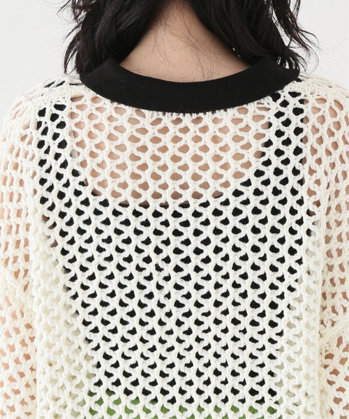 JOINT WORKS（ジョイントワークス）の「J-ビックメッシュニットポロ（ニット/セーター・レディース・ブラック/ホワイト・FREE）」の10枚目の写真