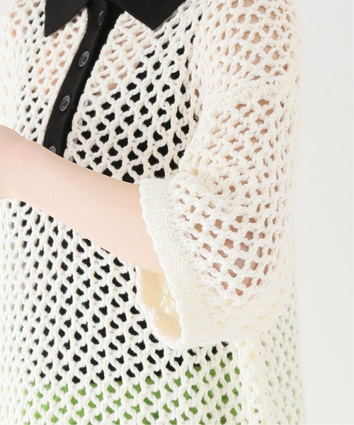 JOINT WORKS（ジョイントワークス）の「J-ビックメッシュニットポロ（ニット/セーター・レディース・ブラック/ホワイト・FREE）」の13枚目の写真