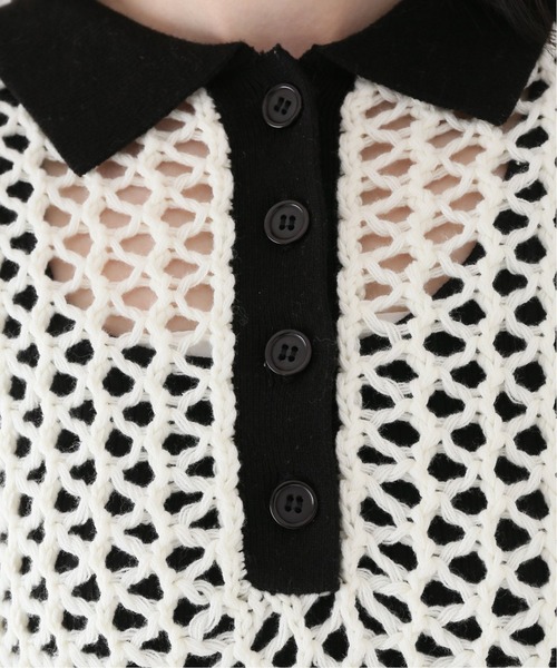 JOINT WORKS（ジョイントワークス）の「J-ビックメッシュニットポロ（ニット/セーター・レディース・ブラック/ホワイト・FREE）」の16枚目の写真