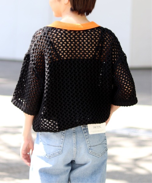 JOINT WORKS（ジョイントワークス）の「J-ビックメッシュニットポロ（ニット/セーター・レディース・ブラック/ホワイト・FREE）」の22枚目の写真