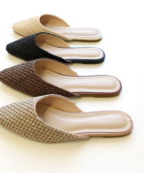 AmiAmi（アミアミ）の「メッシュフラットミュールサンダル（サンダル・レディース・ブラウン/アイボリー/ブラック/ナチュラル・L/M/LL/S）」の5枚目の写真