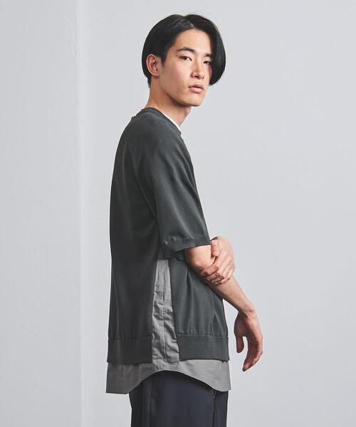 EN ROUTE（アンルート）の「＜EN ROUTE（アンルート）＞ シャツ レイヤード テンジク クルーネック（ニット/セーター・メンズ・ネイビー/ダークグレー・1/2/3）」の6枚目の写真