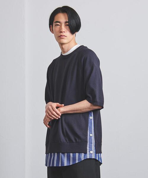 EN ROUTE（アンルート）の「＜EN ROUTE（アンルート）＞ シャツ レイヤード テンジク クルーネック（ニット/セーター・メンズ・ネイビー/ダークグレー・1/2/3）」の4枚目の写真