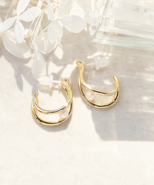 Phoebe（フィービィー）の「【金属アレルギー対応】フロートパールセラミックピアス（ピアス（両耳用）・レディース・ゴールド・FREE）」の9枚目の写真