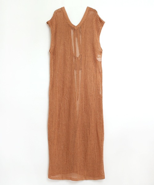 RNA-N（アールエヌエーエヌ）の「K2537 メッシュ編み2wayワンピース（ワンピース・レディース・ブラウン/オフホワイト/ベージュ・MEDIUM）」の5枚目の写真