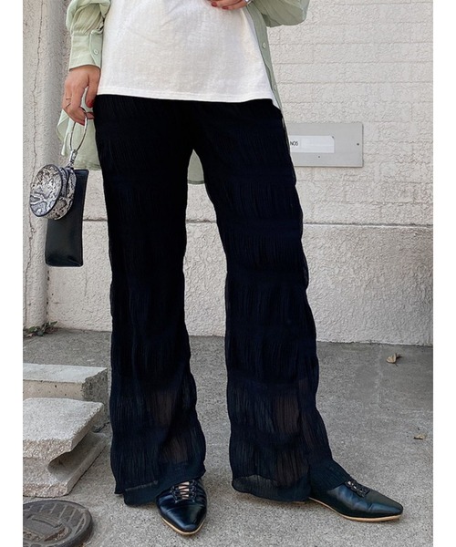 LiSeek（リシーク）の「【LiSeeK】マジョリカプリーツPT（その他パンツ・レディース・ブラック/ライトブラウン/パープル/ホワイト・FREE）」の3枚目の写真