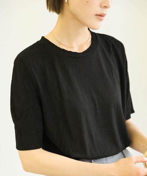 select MOCA(セレクトモカ)の「2021 SS クリンクルデザイントップス(Tシャツ/カットソー・レディース・ホワイト/ブラック/グレー・FREE)」の3枚目の写真