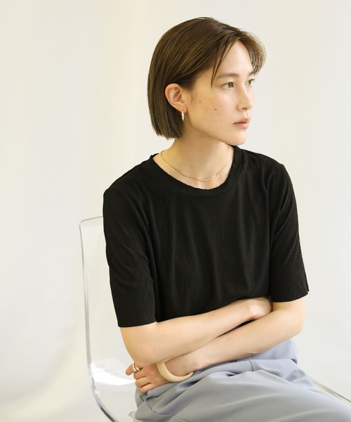 select MOCA(セレクトモカ)の「2021 SS クリンクルデザイントップス(Tシャツ/カットソー・レディース・ホワイト/ブラック/グレー・FREE)」の15枚目の写真