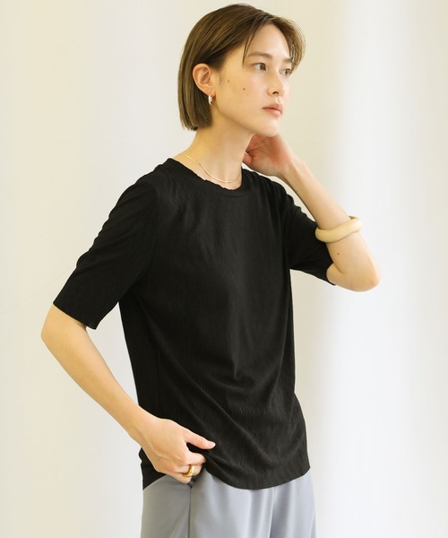 select MOCA(セレクトモカ)の「2021 SS クリンクルデザイントップス(Tシャツ/カットソー・レディース・ホワイト/ブラック/グレー・FREE)」の13枚目の写真