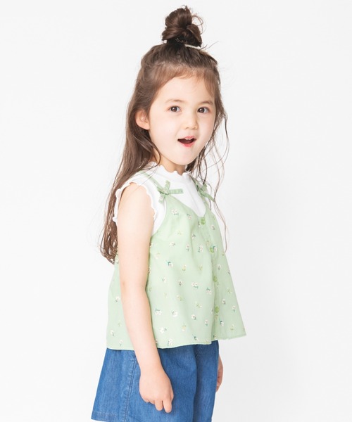 BRANSHES（ブランシェス）の「【UVカット】キャミドッキング半袖チュニック（チュニック・キッズ・ピンク/ライトグリーン・90cm/110cm/100cm/120cm/130cm/140cm/150cm）」の7枚目の写真