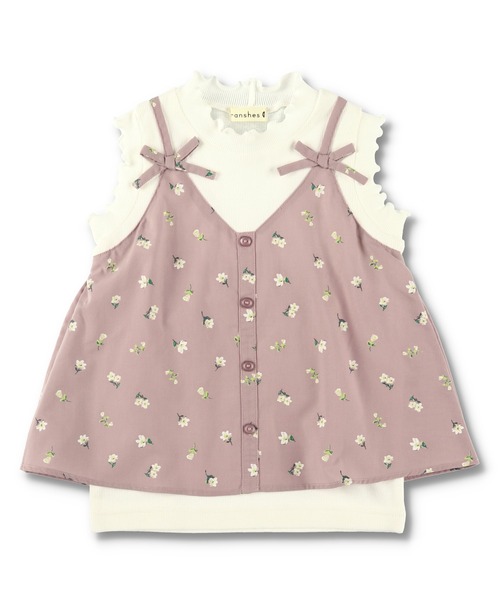 BRANSHES（ブランシェス）の「【UVカット】キャミドッキング半袖チュニック（チュニック・キッズ・ピンク/ライトグリーン・90cm/110cm/100cm/120cm/130cm/140cm/150cm）」の6枚目の写真