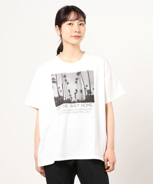 RIKKA FEMME(リッカファム)の「RIKKA FEMME/リッカファム 半袖Tシャツ MS21HS03(Tシャツ/カットソー・レディース・ホワイト/ベージュ・FREE)」の1枚目の写真