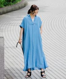 green label relaxing | デニム スキッパー Aライン ワンピース(ワンピース)