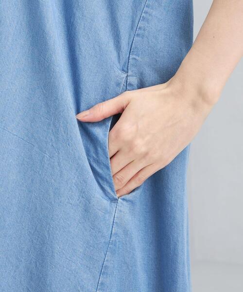 green label relaxing（グリーンレーベルリラクシング）の「デニム スキッパー Aライン ワンピース（ワンピース・レディース・ライトブルー/ネイビー・FREE）」の9枚目の写真