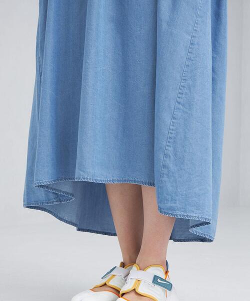 green label relaxing（グリーンレーベルリラクシング）の「デニム スキッパー Aライン ワンピース（ワンピース・レディース・ライトブルー/ネイビー・FREE）」の10枚目の写真