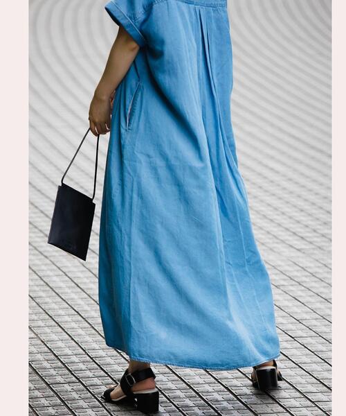 green label relaxing（グリーンレーベルリラクシング）の「デニム スキッパー Aライン ワンピース（ワンピース・レディース・ライトブルー/ネイビー・FREE）」の16枚目の写真