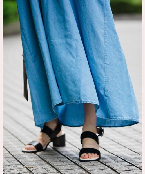 green label relaxing（グリーンレーベルリラクシング）の「デニム スキッパー Aライン ワンピース（ワンピース・レディース・ライトブルー/ネイビー・FREE）」の19枚目の写真