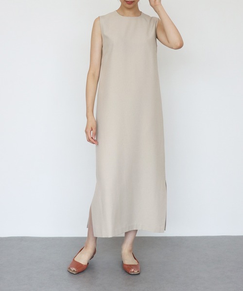 TITE IN THE STORE（ティテ　インザ　ストア）の「ナチュラルタッチ機能素材ノースリーブワンピース（ワンピース・レディース・チャコールグレー/ベージュ/ブラウン/グリーン/ブルー・38）」の3枚目の写真