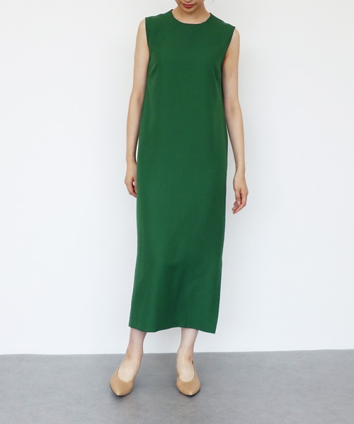 TITE IN THE STORE（ティテ　インザ　ストア）の「ナチュラルタッチ機能素材ノースリーブワンピース（ワンピース・レディース・チャコールグレー/ベージュ/ブラウン/グリーン/ブルー・38）」の4枚目の写真