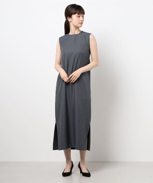 TITE IN THE STORE（ティテ　インザ　ストア）の「ナチュラルタッチ機能素材ノースリーブワンピース（ワンピース・レディース・チャコールグレー/ベージュ/ブラウン/グリーン/ブルー・38）」の9枚目の写真