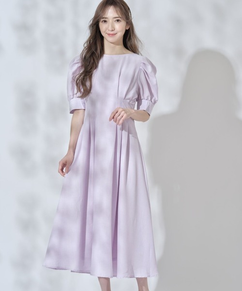 tocco closet（トッコ　クローゼット）の「パワーショルダーリネンライクタックワンピース（ワンピース・レディース・ラベンダー/ネイビー・M）」の14枚目の写真