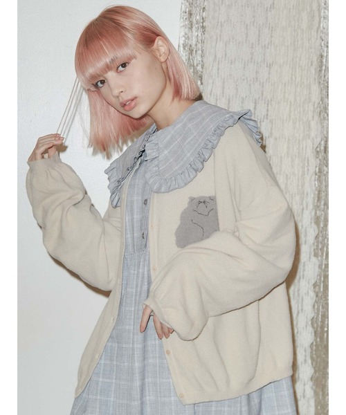 merry jenny(メリージェニー)の「cat&cat カーディガン(カーディガン/ボレロ・レディース・オフホワイト/グレー/ブラック・FREE)」の2枚目の写真