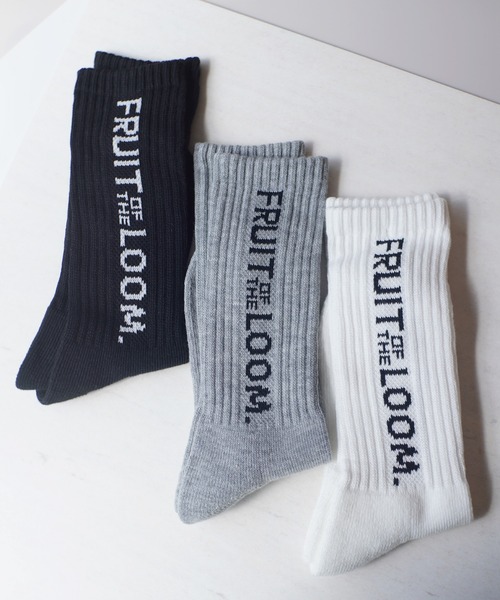 RiNc (リンク)の「【 FRUIT OF THE LOOM / フルーツ オブ ザ ルーム 】 縦 ロゴ ソックス 3点セット(ソックス/靴下・レディース・C/A/B・FREE)」の1枚目の写真