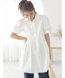 ウエスト切り替えチュニックシャツ