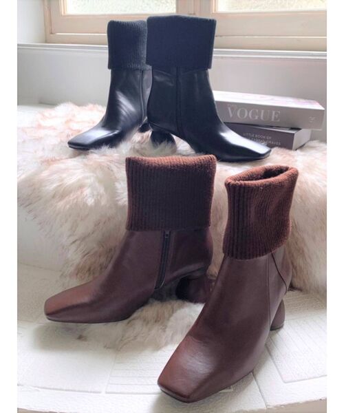 RESEXXY（リゼクシー）の「ソックス切替ショートブーツ（ブーツ・レディース・ブラック/ブラウン・SMALL/MEDIUM/LARGE）」の3枚目の写真