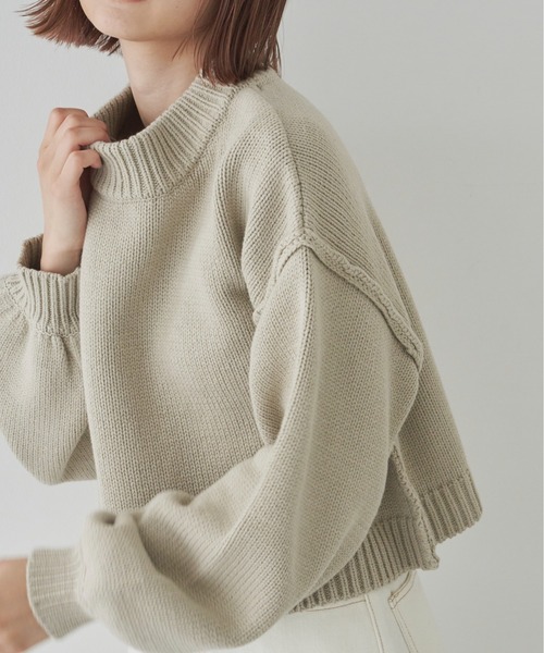 flaner（フラネ）の「ルーズスリーブショートニット（ニット/セーター・レディース・モカ/ナチュラル/グレイッシュベージュ・FREE）」の20枚目の写真
