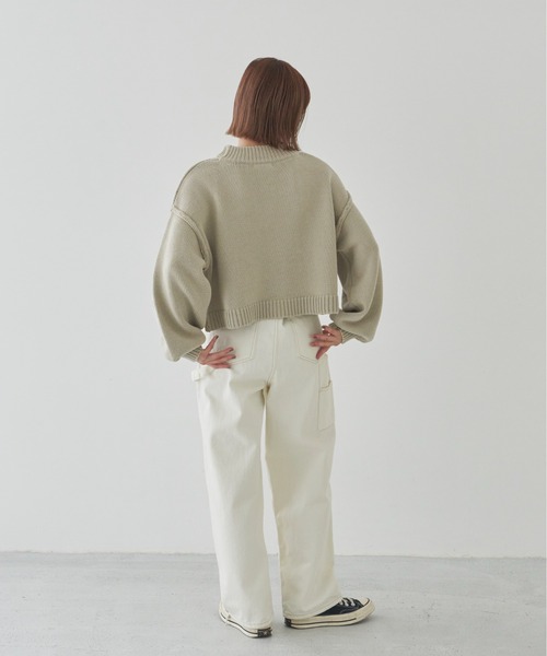 flaner（フラネ）の「ルーズスリーブショートニット（ニット/セーター・レディース・モカ/ナチュラル/グレイッシュベージュ・FREE）」の16枚目の写真