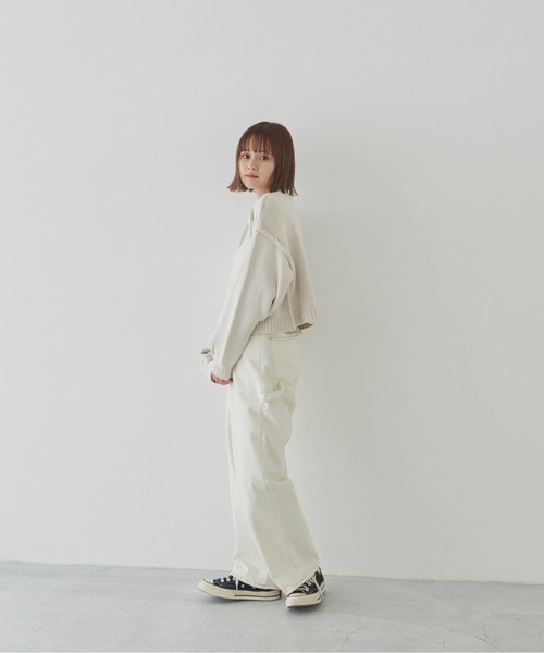 flaner（フラネ）の「ルーズスリーブショートニット（ニット/セーター・レディース・モカ/ナチュラル/グレイッシュベージュ・FREE）」の17枚目の写真