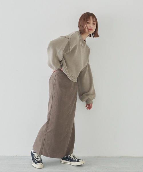 flaner（フラネ）の「ルーズスリーブショートニット（ニット/セーター・レディース・モカ/ナチュラル/グレイッシュベージュ・FREE）」の18枚目の写真