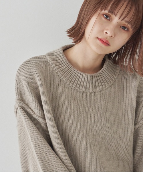 flaner（フラネ）の「ルーズスリーブショートニット（ニット/セーター・レディース・モカ/ナチュラル/グレイッシュベージュ・FREE）」の6枚目の写真