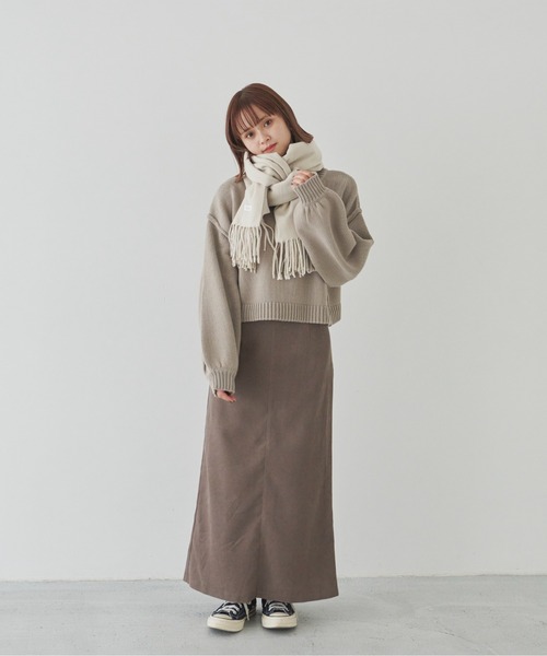 flaner（フラネ）の「ルーズスリーブショートニット（ニット/セーター・レディース・モカ/ナチュラル/グレイッシュベージュ・FREE）」の9枚目の写真