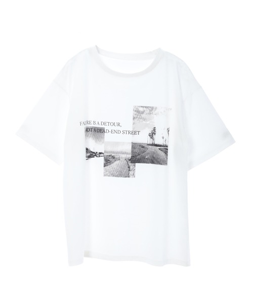 fifth（フィフス）の「ルーズモノクロフォトTシャツ（Tシャツ/カットソー・レディース・ホワイト/ベージュ・MEDIUM）」の4枚目の写真