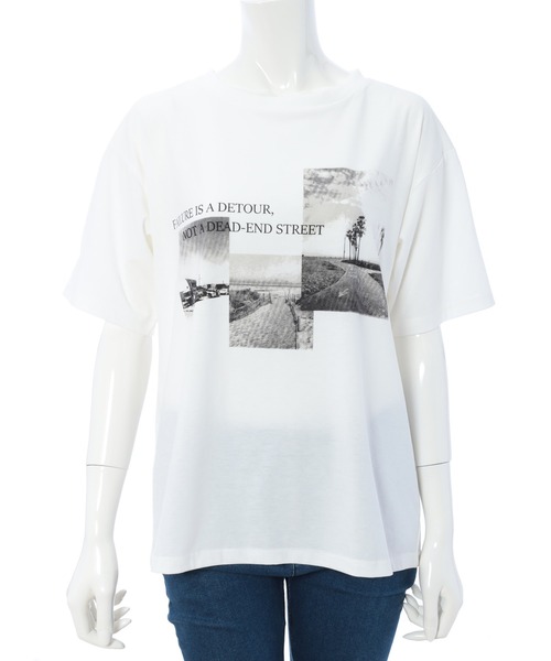 fifth（フィフス）の「ルーズモノクロフォトTシャツ（Tシャツ/カットソー・レディース・ホワイト/ベージュ・MEDIUM）」の11枚目の写真