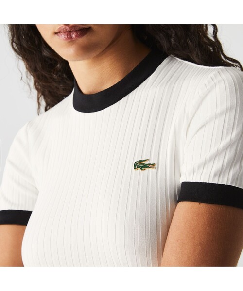 LACOSTE L!VE（ラコステライブ）の「LACOSTE L!VE コントラストリブTシャツ（ニット/セーター・レディース・ホワイト・38/36/34）」の4枚目の写真