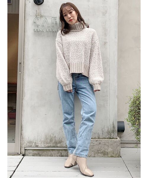 dazzlin（ダズリン）の「ダブルカラータートルニット（ニット/セーター・レディース・ベージュ/ピンク・FREE）」の9枚目の写真