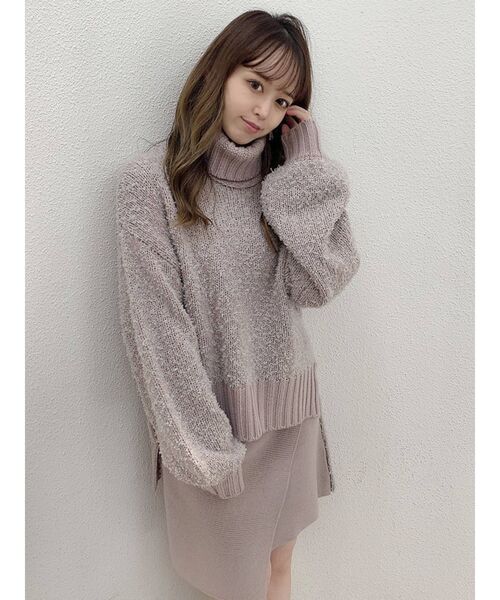 dazzlin（ダズリン）の「ダブルカラータートルニット（ニット/セーター・レディース・ベージュ/ピンク・FREE）」の5枚目の写真
