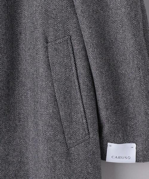 【極美品】CARUSOカルーゾヘリンボーンカシミア混バルカラーコート50グレー 極美品】CARUSOカルーゾヘリンボーンカシミア混バルカラーコート