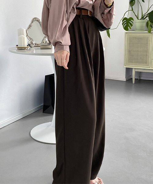 c.u.l（シーユーエル）の「【c.u.l:w】タック入りワイドパンツ culw93（スラックス・レディース・グリーン/ブラウン・L/M）」の4枚目の写真